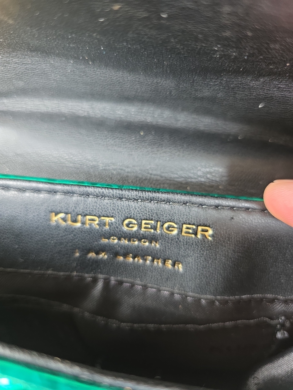 Kurt Geiger Turquoise Snake-Embossed Shoulder Bag with Gold Chain - Picture 5 of 15